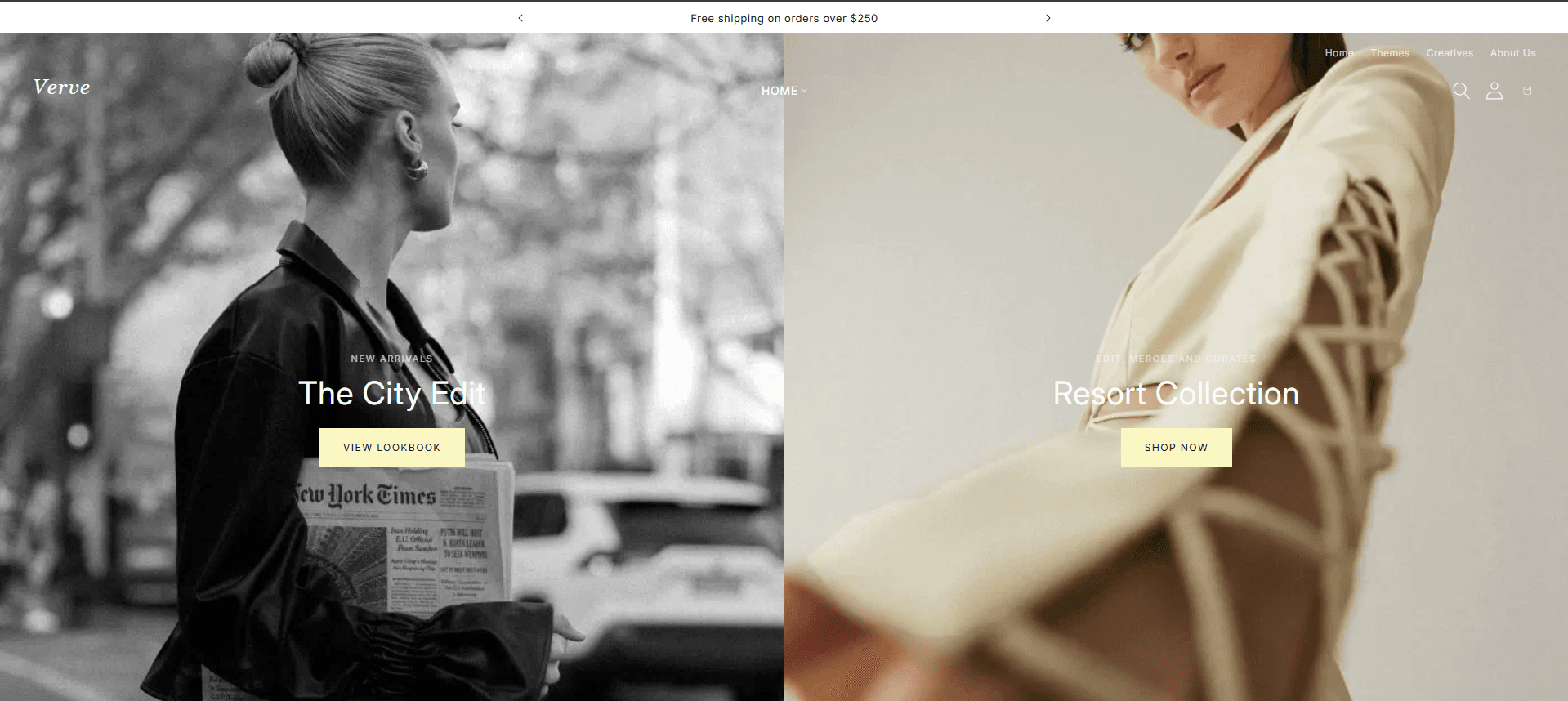 Verve theme homepage